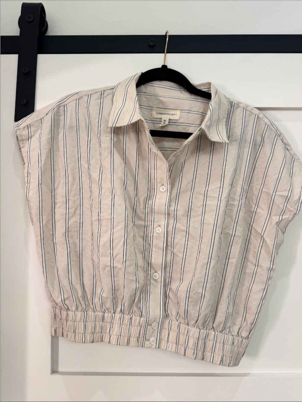 Current Elliott cropped button up striped collared shirt // size medium